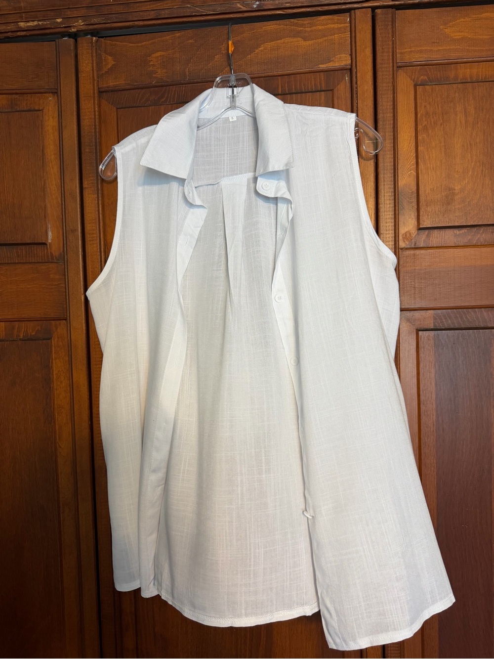 Sleeveless White Button-Front Blouse 100% cotton size Small summer layering